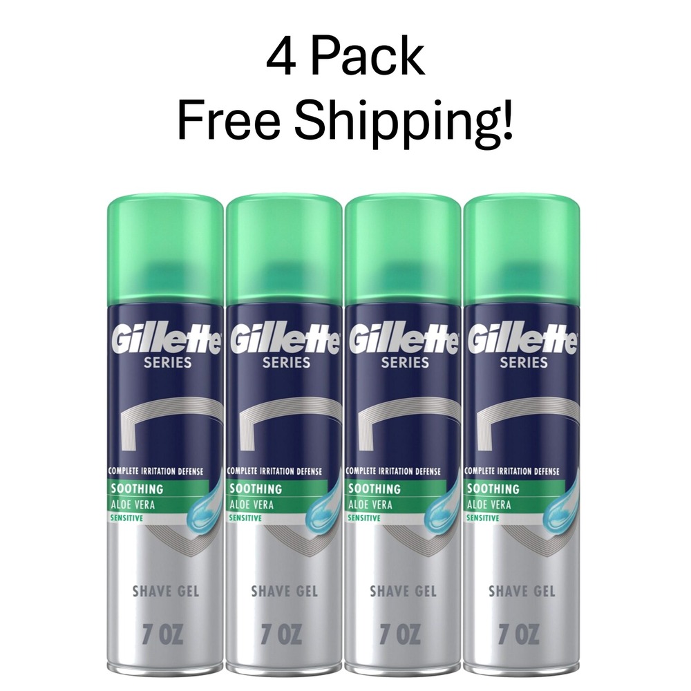 4 Pack Gillette Series Sensitive Shave Gel Aloe Vera 7oz Men Face Shaving Gel